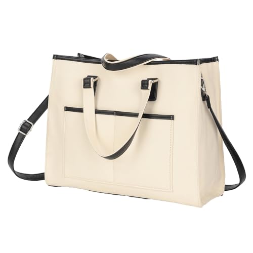 I IHAYNER Sac fourre-tout pour ordinateur portable Sac en toile pour ordinateur portable 15,6 pouces Sacs à bandoulière de travail pour femmes Sac de travail de bureau d'affaires Sac porte-documents Sac d'université