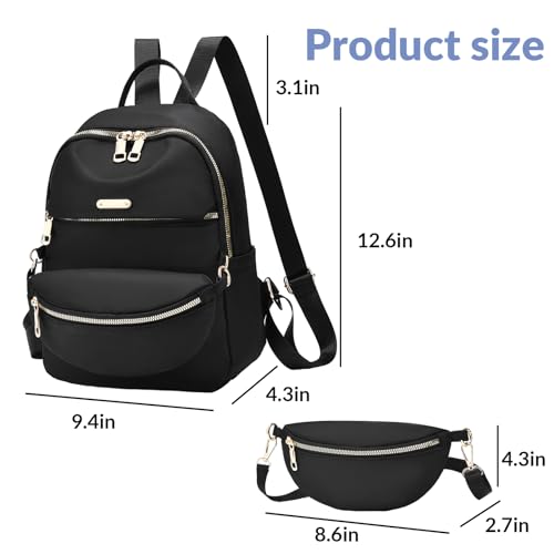 I IHAYNER Mini Sac à Dos Sac à Main 2 pièces Petit Sac à Dos pour Femmes Sac à Dos Décontracté en Nylon pour Dames Sacs de Voyage Quotidiens Légers Kaki 