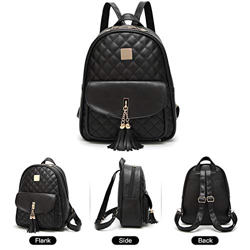 I IHAYNER Women's Simple Design Quilted Backpack Mini Backpack for Women 3Pcs Leather Backpack Purse for Women Small Backpack