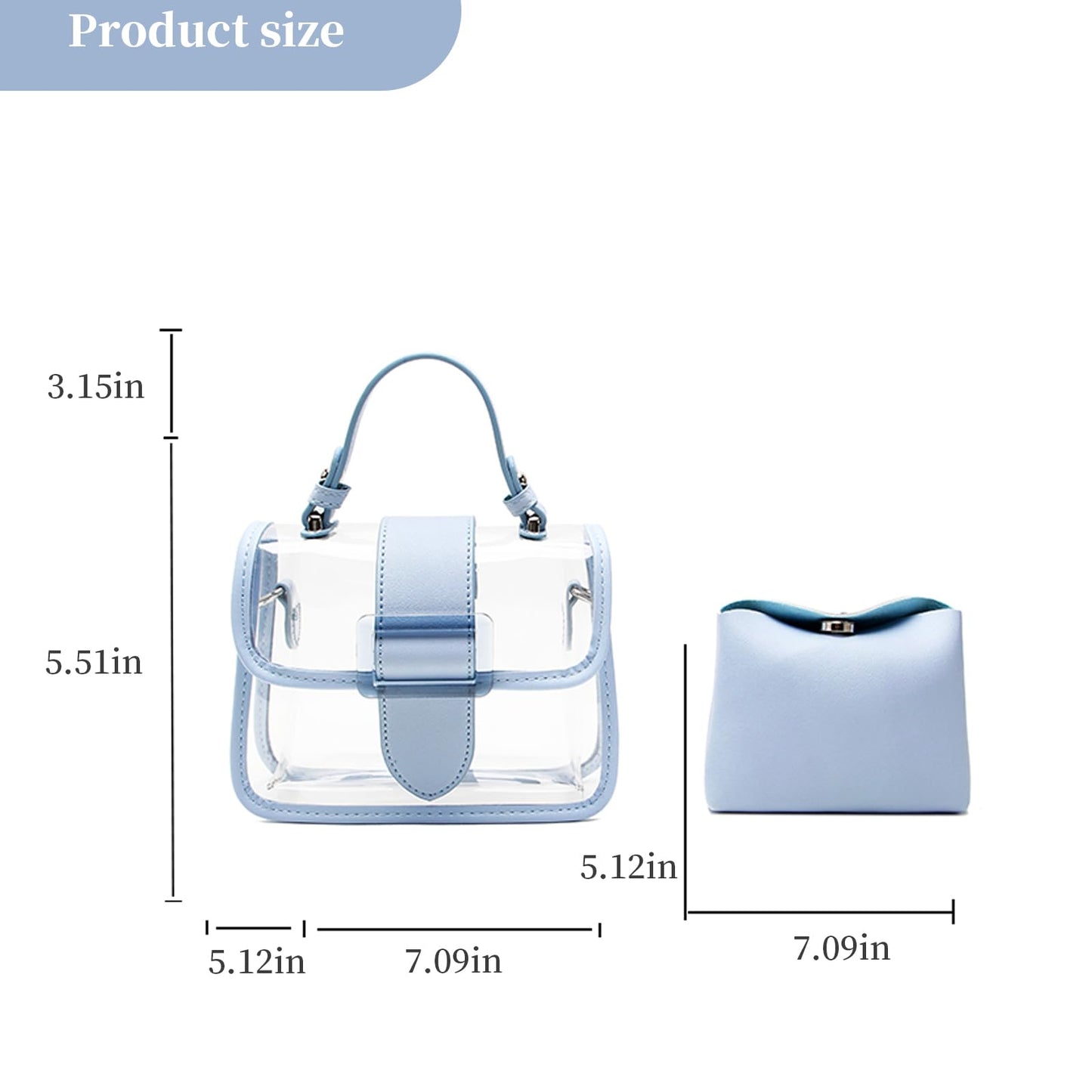 I IHAYNER Lot de 2 sacs à main transparents pour femmes, sac à bandoulière transparent pour stade, sac à bandoulière transparent pour concerts, petit sac fourre-tout