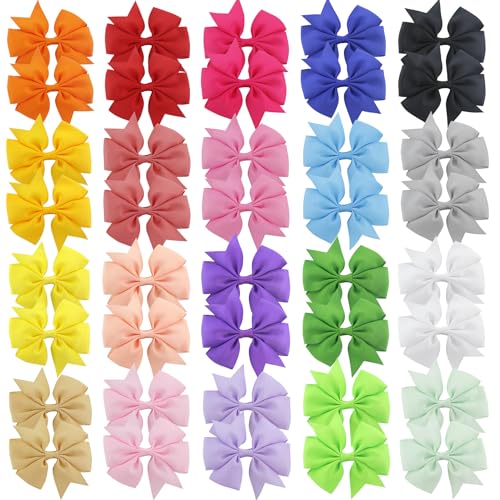 40Piece 3 Inch Boutique Grosgrain Ribbon Pinwheel Hair Bows Alligator Clips For Girls Babies Toddlers Accessories Teens In Pairs