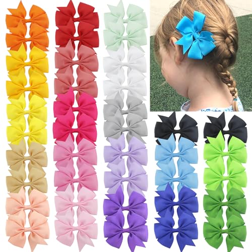 40Piece 3 Inch Boutique Grosgrain Ribbon Pinwheel Hair Bows Alligator Clips For Girls Babies Toddlers Accessories Teens In Pairs