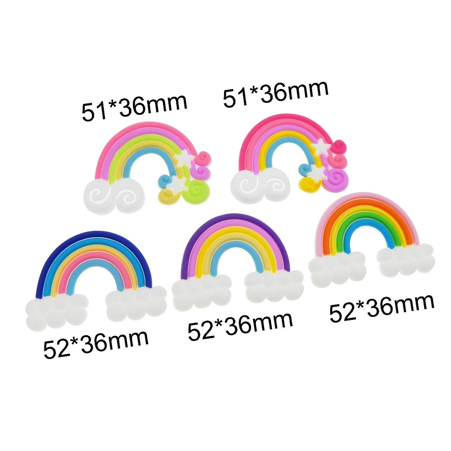 50pcs Assorted Cute Rainbow Slime Charms Clouds Ornaments Flat Back Charms for DIY Scrapbooking Crafts Accessories