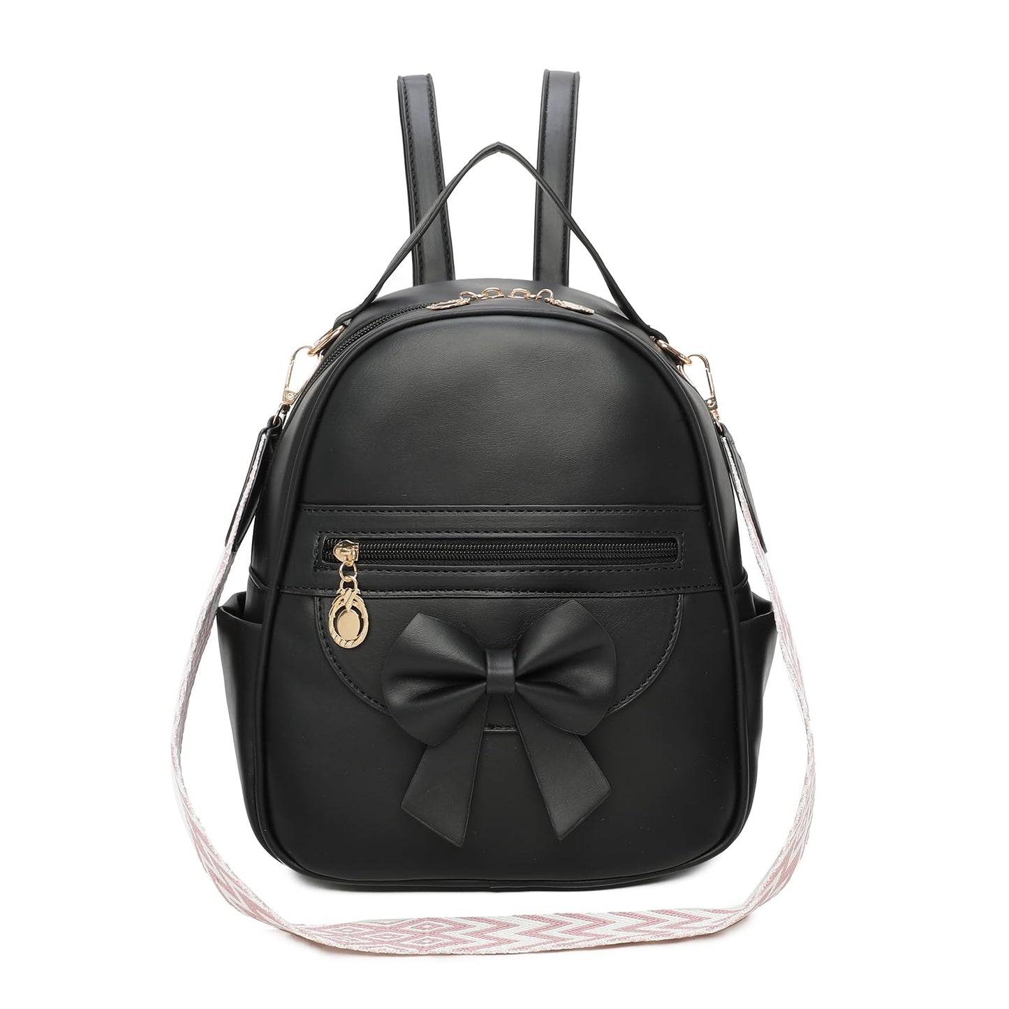 I IHAYNER Mini sac à dos pour filles, joli sac à dos en cuir avec nœud papillon pour filles, petit sac à bandoulière de créateur, sac à main tendance pour femmes, noir pur