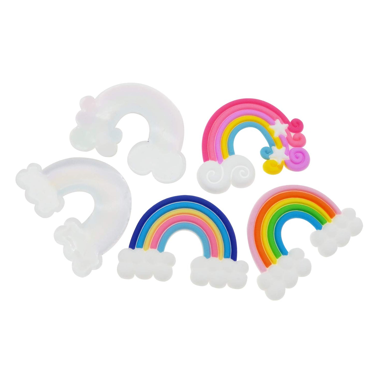 50pcs Assorted Cute Rainbow Slime Charms Clouds Ornaments Flat Back Charms for DIY Scrapbooking Crafts Accessories