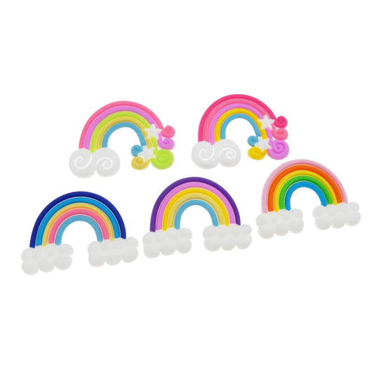 50pcs Assorted Cute Rainbow Slime Charms Clouds Ornaments Flat Back Charms for DIY Scrapbooking Crafts Accessories