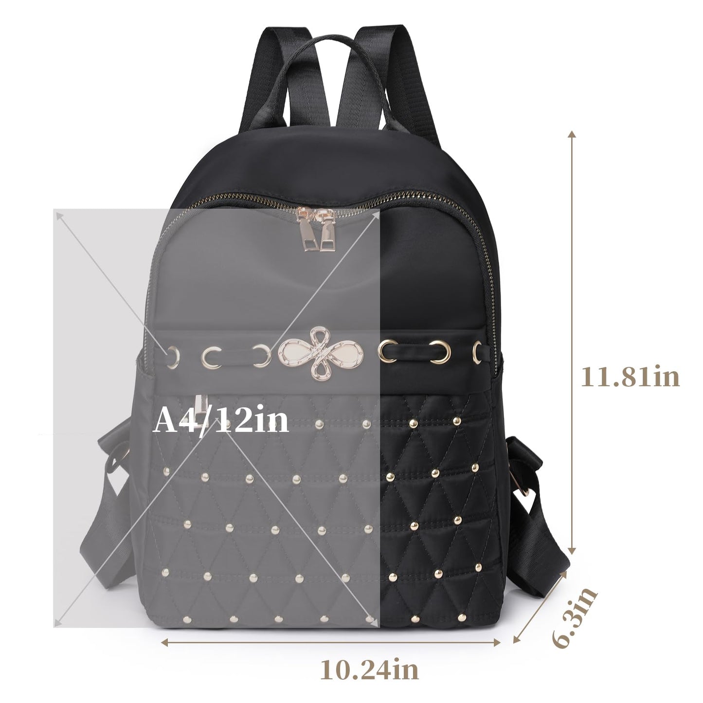 I IHAYNER Quilted Backpack Lightweight Puffer Backpack for Women Drawstring Padding Puffy Travel Daypacks Gym Bag for Ladies Black