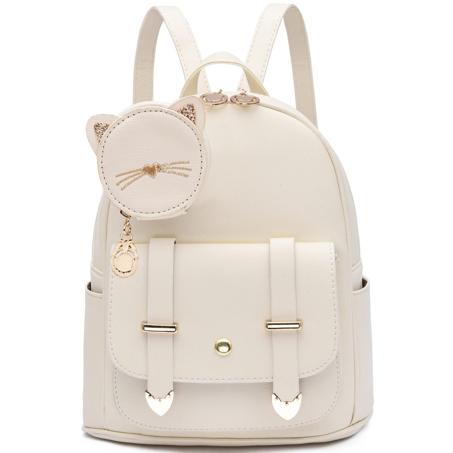 I IHAYNER Women Fashion Backpack Mini Backpack Purse for Women Satchel Bag Cute Leather Small Backpack Purse with Kitty Purse