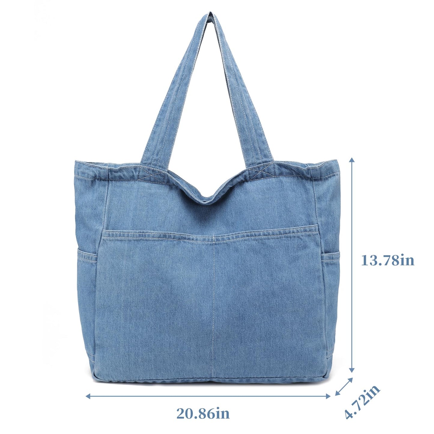 I IHAYNER Grand sac fourre-tout pour femme avec fermeture éclair Sacs à main décontractés Sac en jean pour tous les jours pour le travail, les voyages, la salle de sport