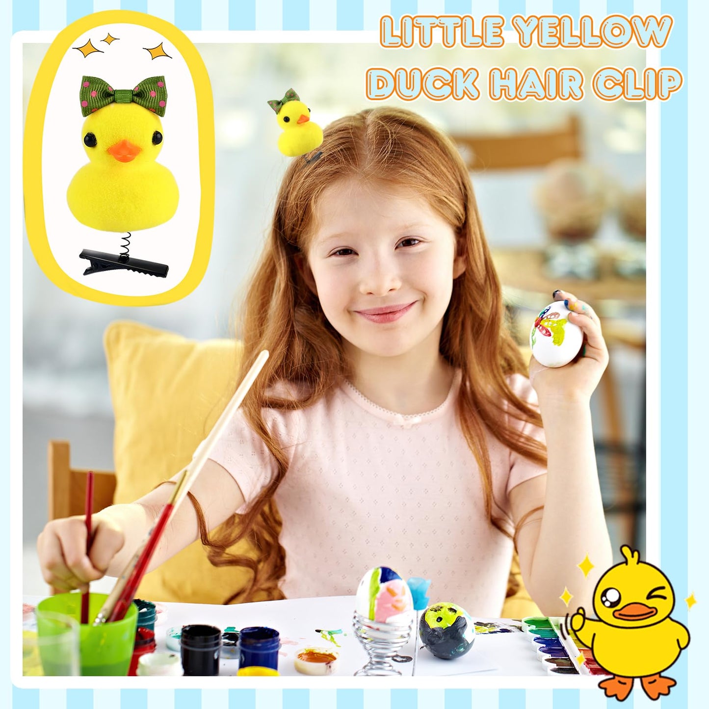 10pcs Yellow Duck Bow Hair Clips for Women Girls Toddler Pet Fun Mini Hairpins Set for Thin Thick Long Short Hair Barrettes Natural Metal Kawaii Kids Hair Accessories for School Home Party