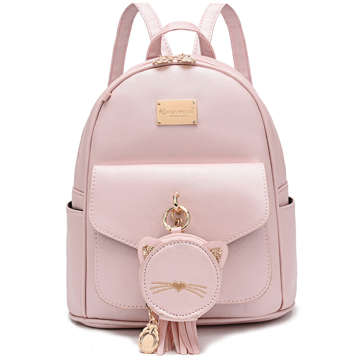 I IHAYNER Mini sac à dos pour filles Petit sac à dos pour adolescentes Femmes Mini sac à dos en cuir Sac à dos pour enfants avec sac à main Chaton 