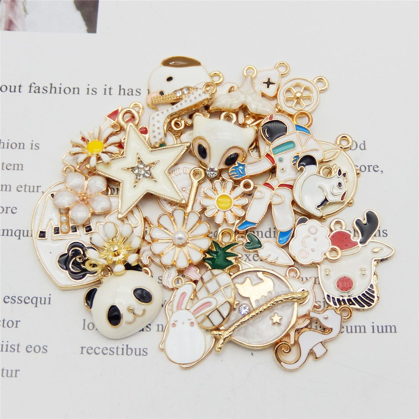 40Pcs Charms for Jewelry Making Assorted 40 Styles Gold-Plated Enamel Charms Earring Charms for DIY Necklace Bracelet Jewelry Making and Crafting