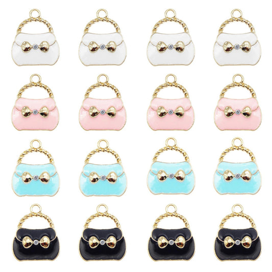 40 Pieces Enamel Women Purse Bag Charms Bracelet Pendant Charms for Jewelry Making DIY Earrings Necklace, Assorted Color