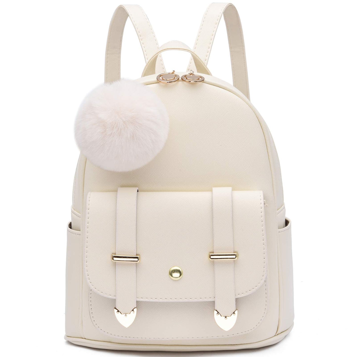 I IHAYNER Sac à dos tendance pour filles Mini sac à dos pour femmes Sacs à main pour adolescentes Sac à dos à pompon en cuir PU Sac à bandoulière