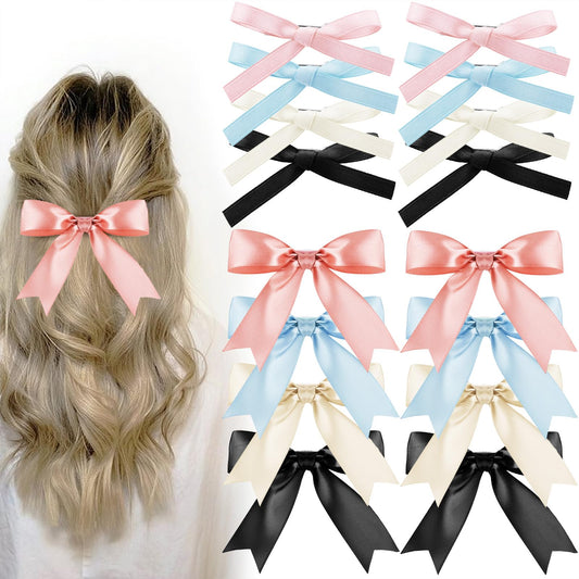 16Pcs Satin Hair Bows for Women Baby Girls Black Mini Bow Hair Clips Metal Bowknot Hair Barrettes for Curly Thick Thin Hair Bow Pins Blue Pink Bulk White Cute Hair Accessories for Teen Toddler