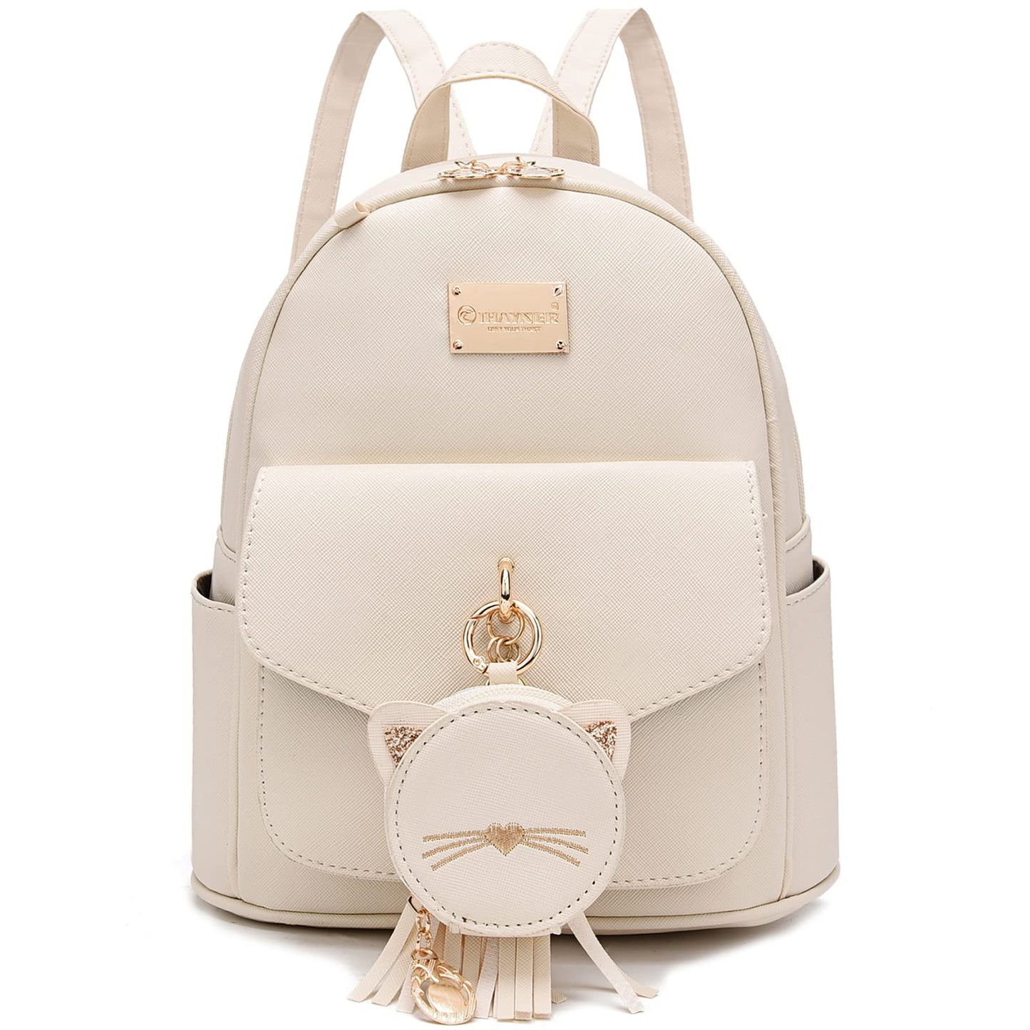 I IHAYNER Mini sac à dos pour filles Petit sac à dos pour adolescentes Femmes Mini sac à dos en cuir Sac à dos pour enfants avec sac à main Chaton 