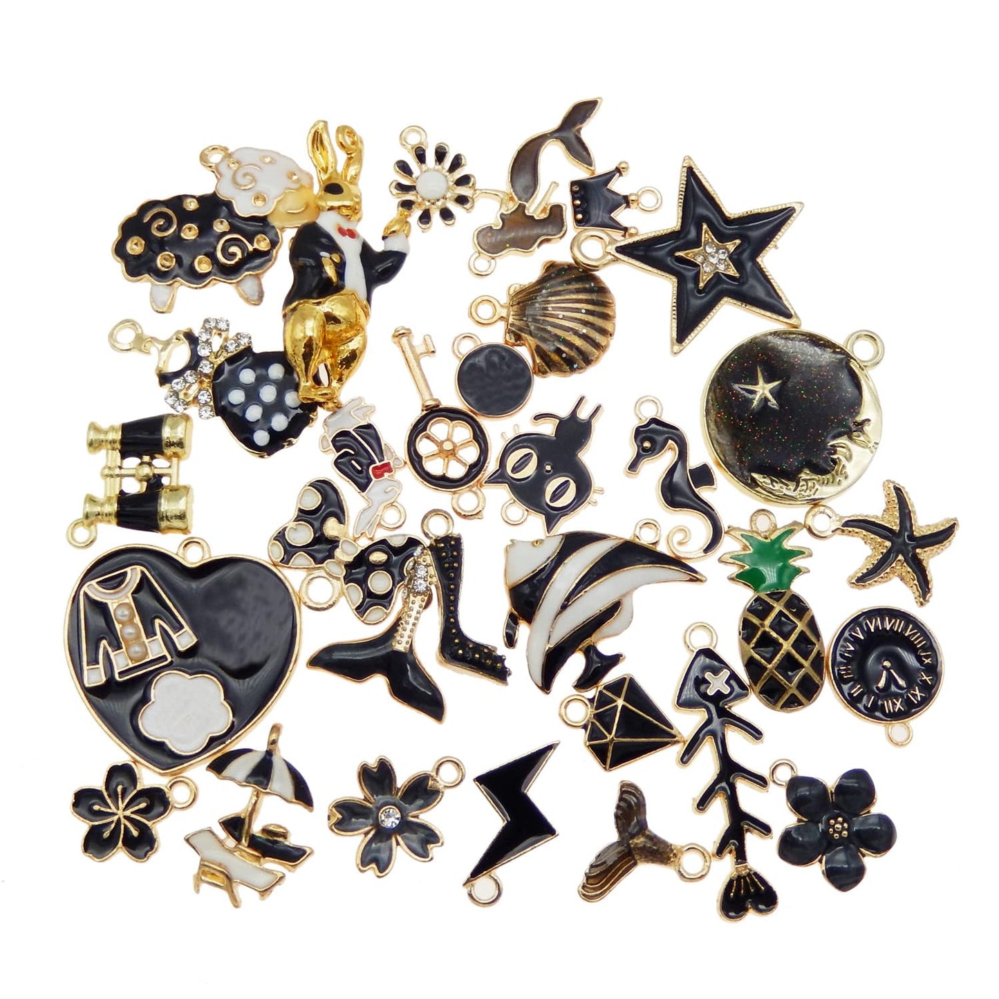 40Pcs Charms for Jewelry Making Assorted 40 Styles Gold-Plated Enamel Charms Earring Charms for DIY Necklace Bracelet Jewelry Making and Crafting