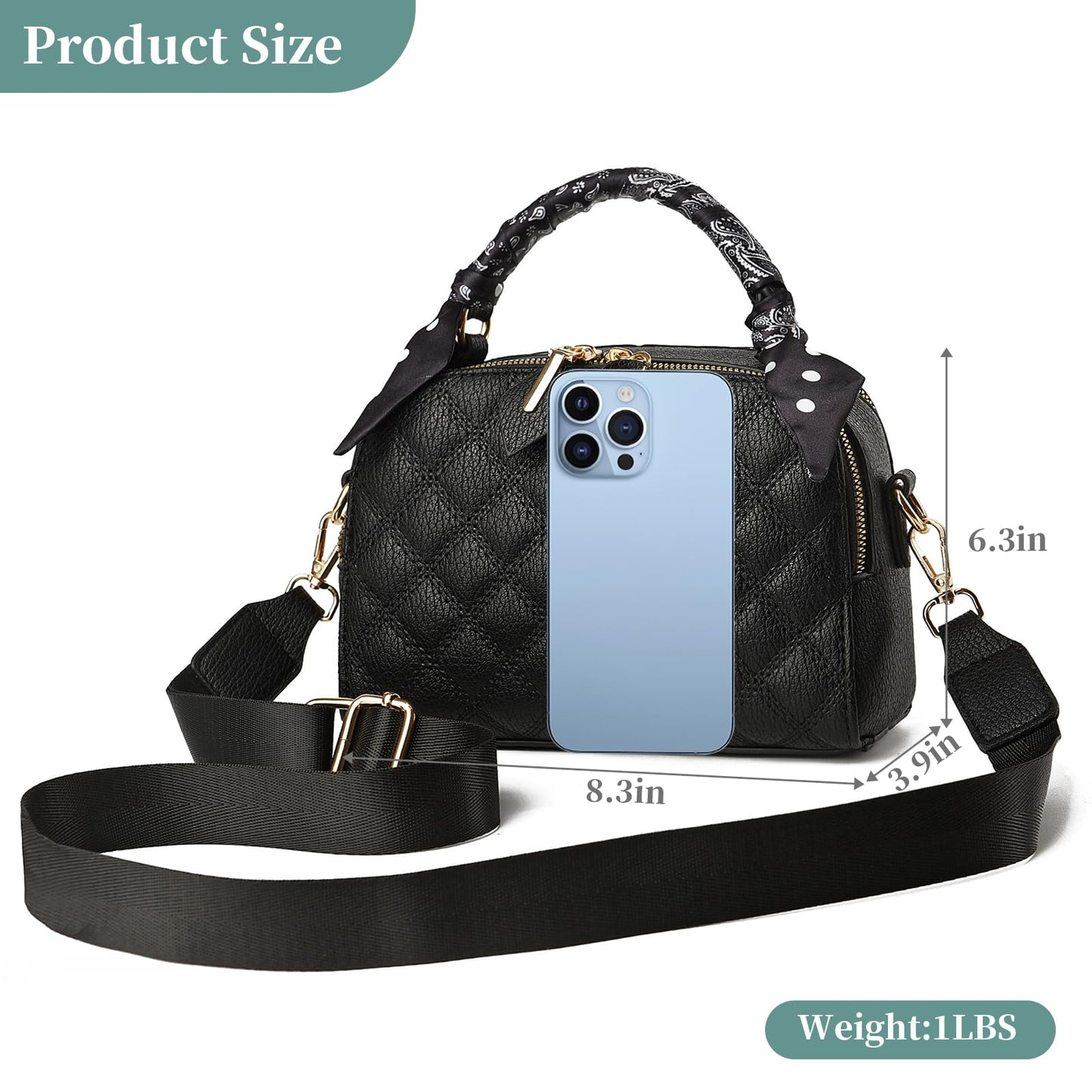 I IHAYNER Quilted Crossbody Bags for Women Vegan Leather Purses Small Shoulder Handbags Trendy Designer Purse with Wide Strap