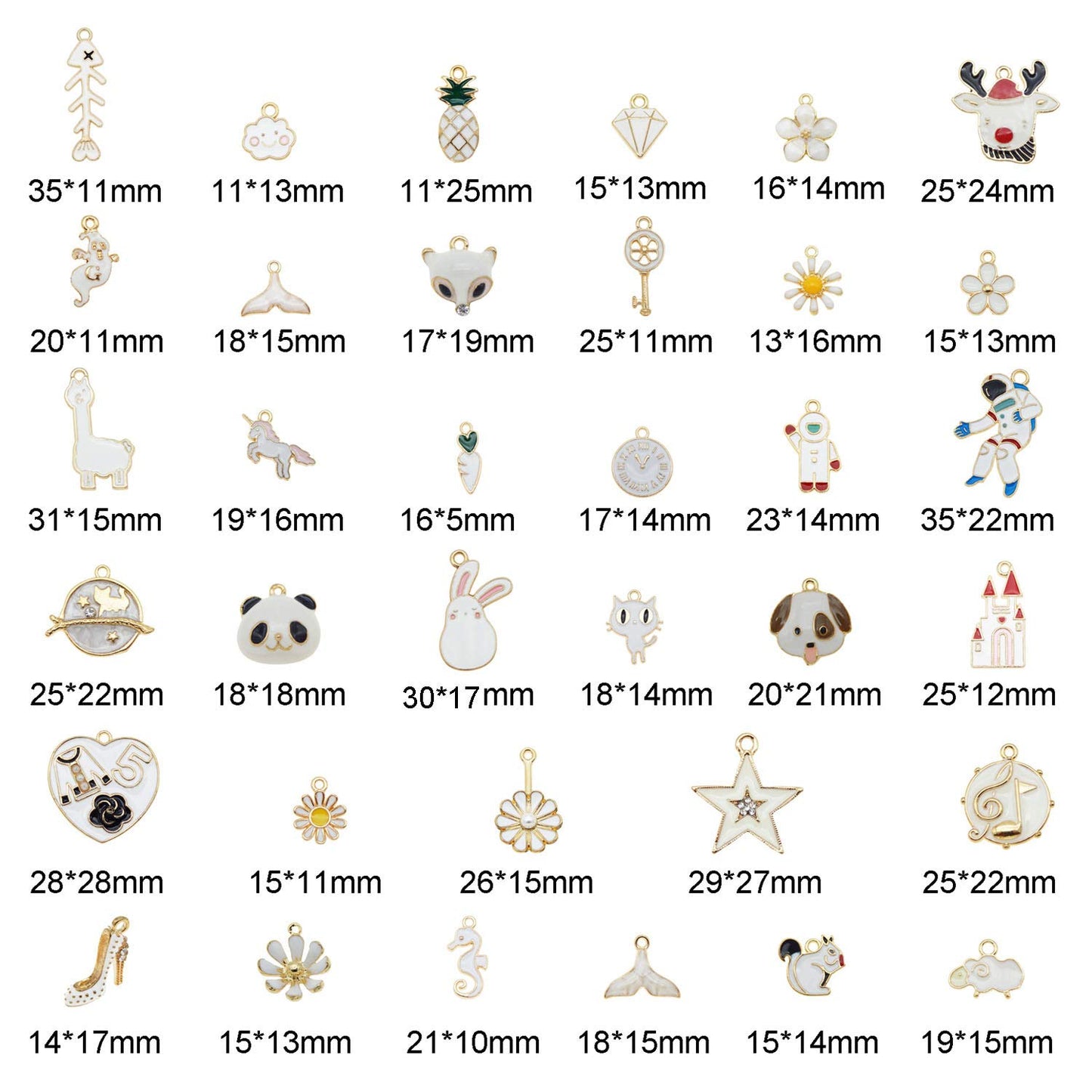 40Pcs Charms for Jewelry Making Assorted 40 Styles Gold-Plated Enamel Charms Earring Charms for DIY Necklace Bracelet Jewelry Making and Crafting