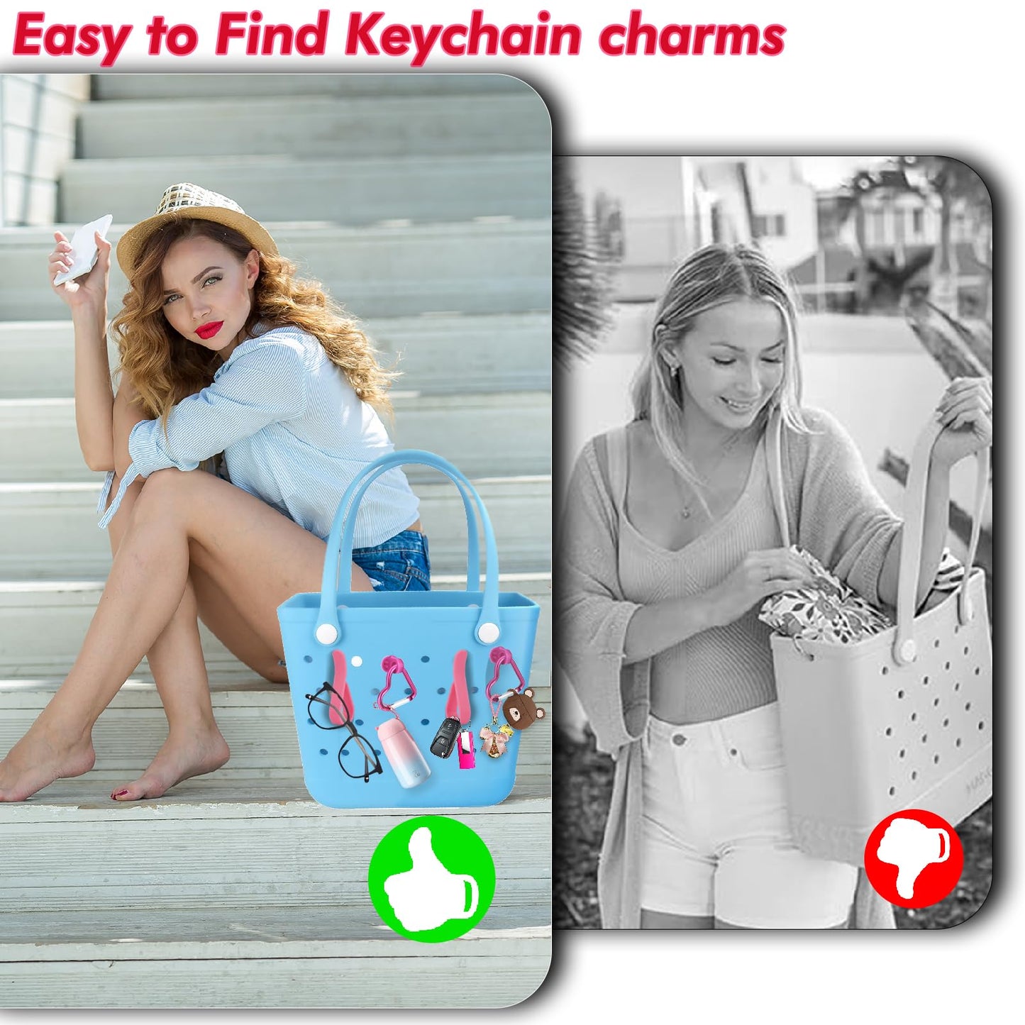 4Pcs Accessories for Bogg Bag Hooks and Clips Heart Insert Key Holder Carabiner Cute Bogg Bag Charms for Simply Southern Tote