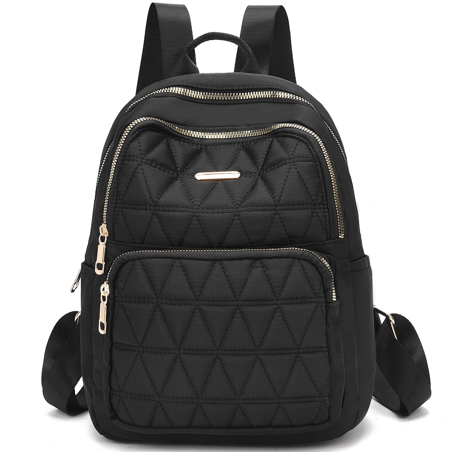 I IHAYNER Mini sac à dos pour femme en nylon Sac à main de voyage Sac à bandoulière pour l'université Travail Décontracté Sac à dos léger avec rivets pour femme Noir