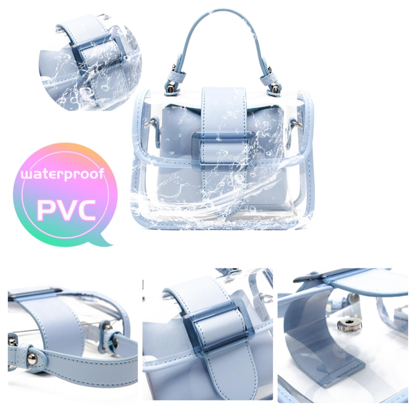 I IHAYNER Lot de 2 sacs à main transparents pour femmes, sac à bandoulière transparent pour stade, sac à bandoulière transparent pour concerts, petit sac fourre-tout