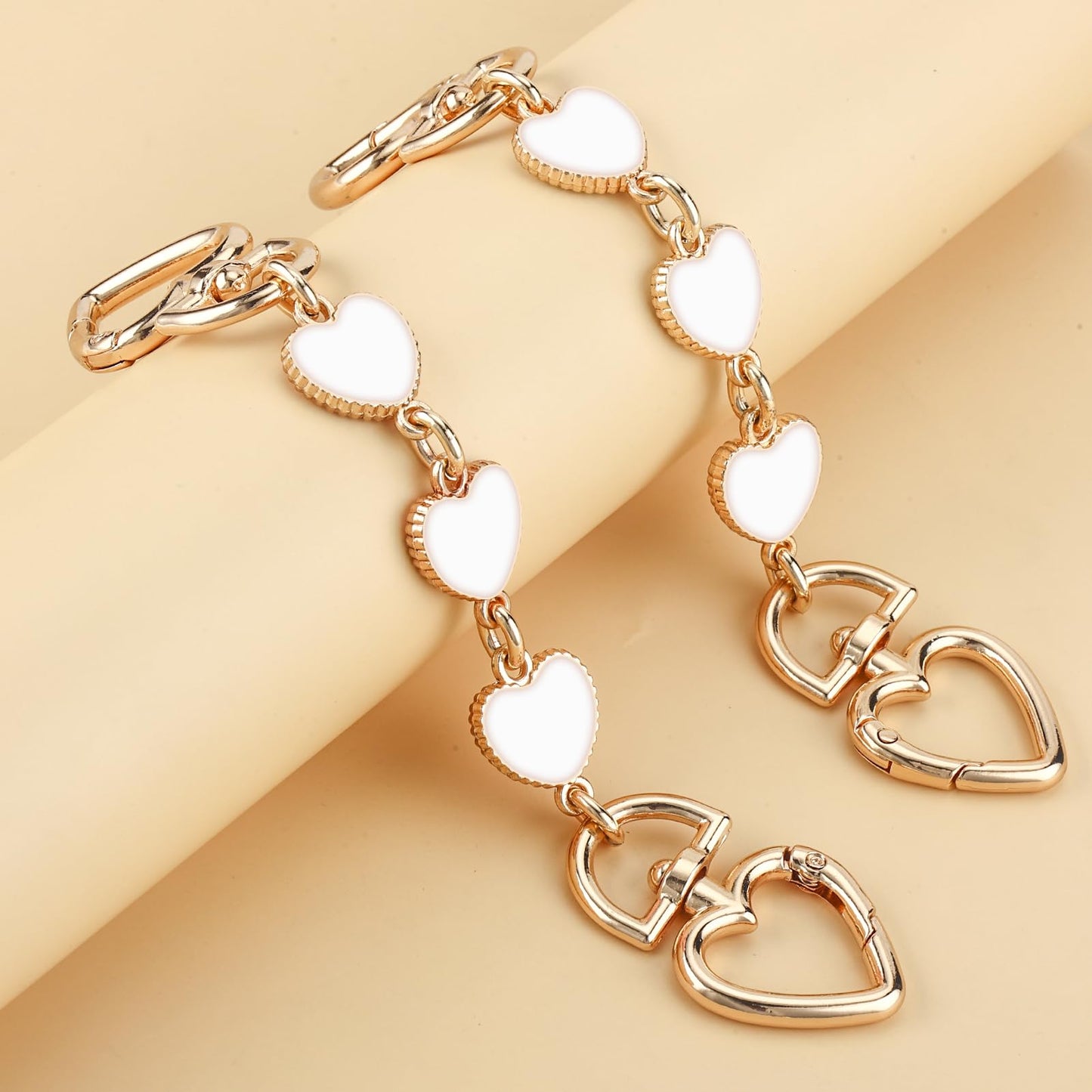 2Pcs Bag Extender Chain Heart Moon Purse Strap Extenders for Handbags Purse Extender Chain Gold Chain Purse Strap Replacement White Purse Accessories Bag Charms for Handbags Purse Making Supplies