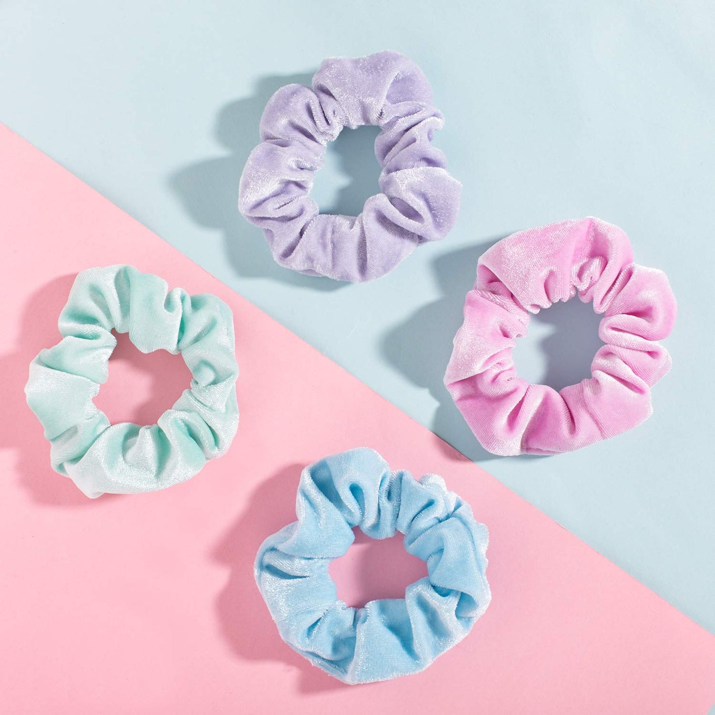 Whaline Pastel Hair Scrunchies Elastic Scrunchy Bobbles Velvet Hair Bands Boho Soft Hair Ties Hair Accessories for Girls Women (12 Colors)