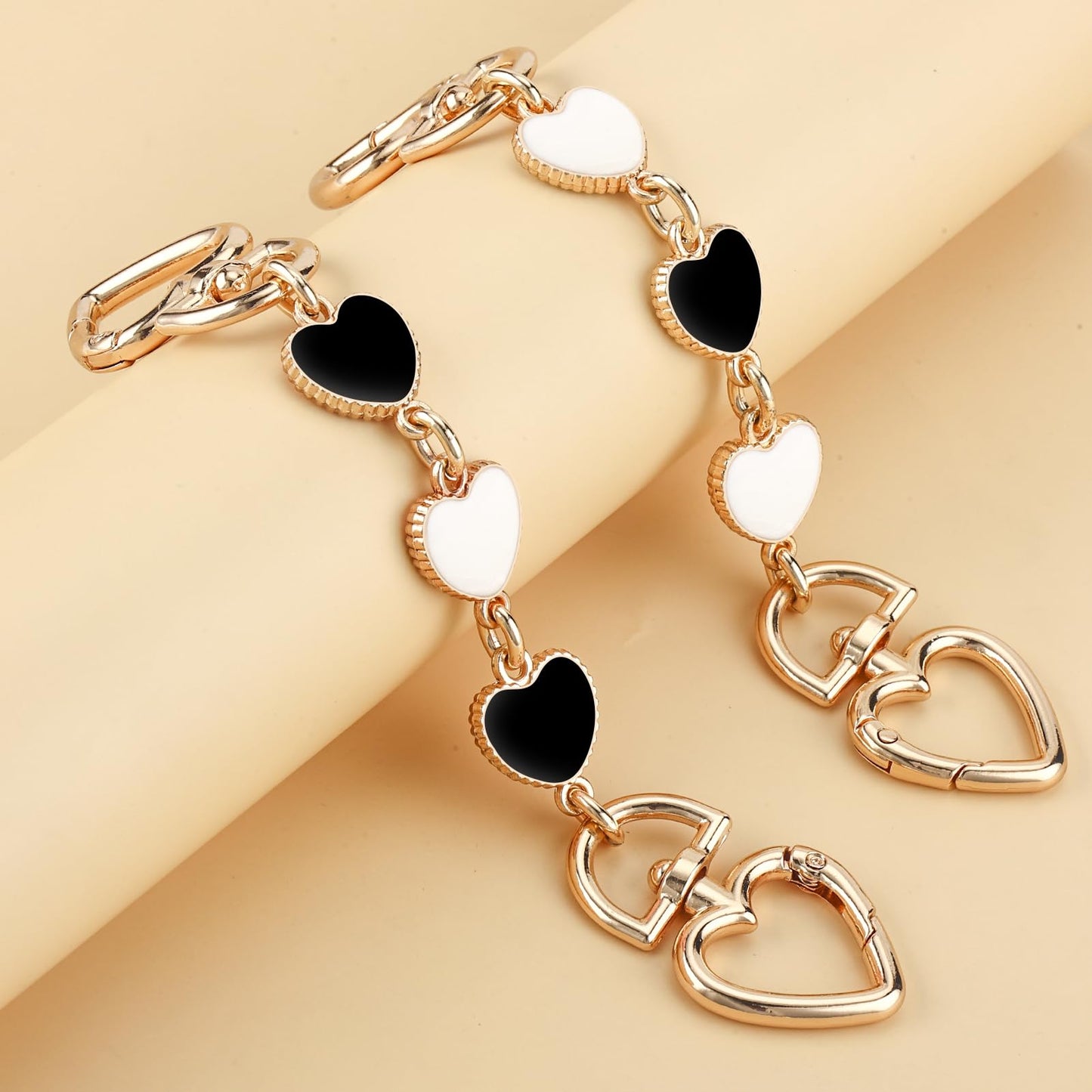 2Pcs Bag Extender Chain Heart Moon Purse Strap Extenders for Handbags Purse Extender Chain Gold Chain Purse Strap Replacement White Purse Accessories Bag Charms for Handbags Purse Making Supplies