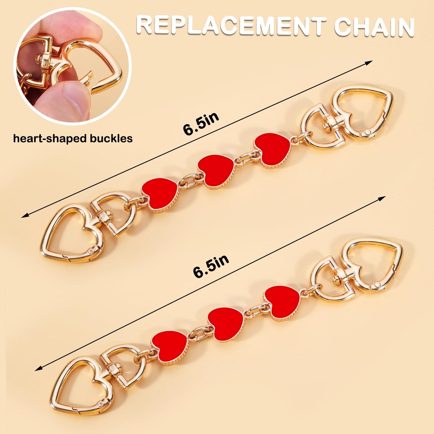 2Pcs Bag Extender Chain Heart Moon Purse Strap Extenders for Handbags Purse Extender Chain Gold Chain Purse Strap Replacement White Purse Accessories Bag Charms for Handbags Purse Making Supplies