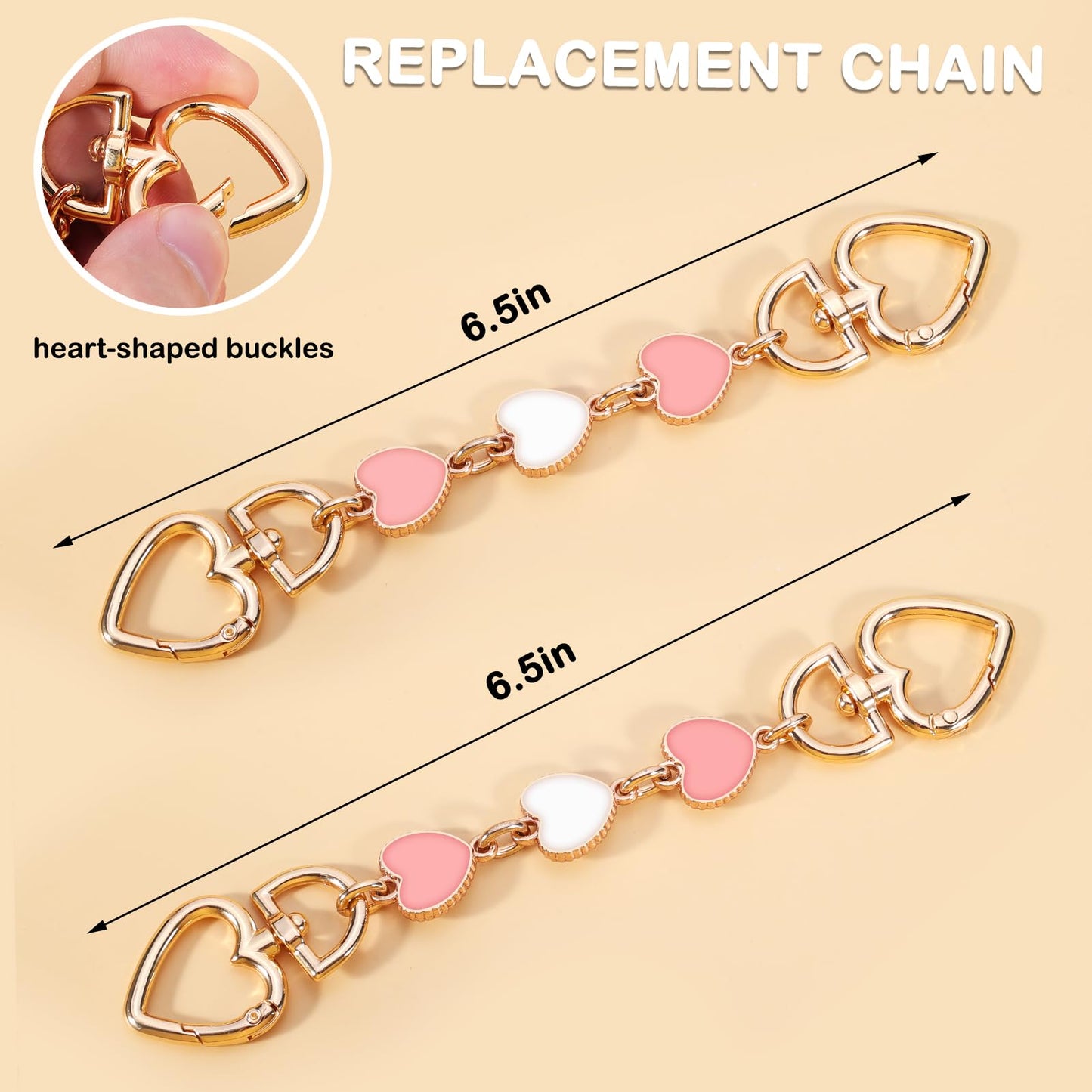 2Pcs Bag Extender Chain Heart Moon Purse Strap Extenders for Handbags Purse Extender Chain Gold Chain Purse Strap Replacement White Purse Accessories Bag Charms for Handbags Purse Making Supplies