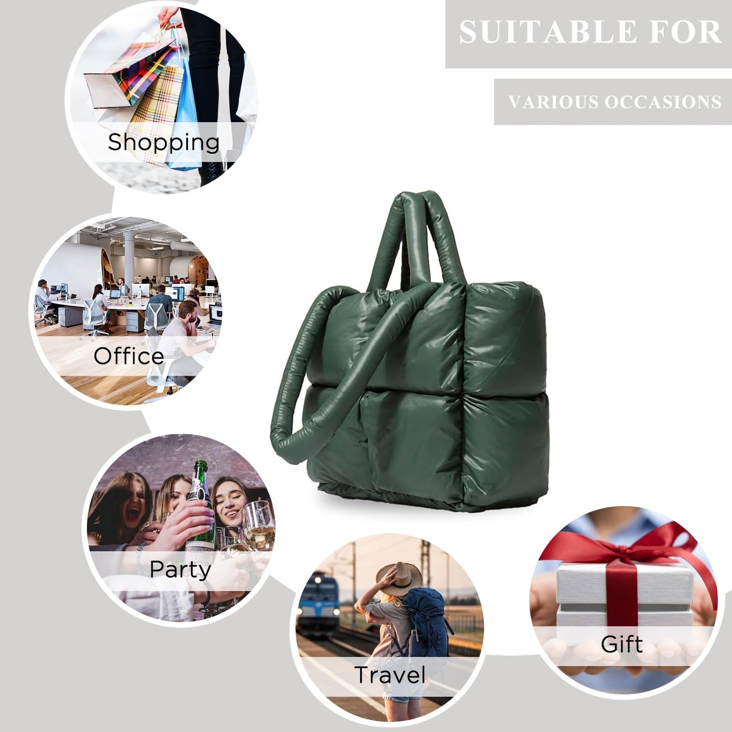 I IHAYNER Puffer Tote Bag for Women Large Quilted Purse Ladies Padding Shoulder Bag Lightweight Puffy Tote Bag and Satchels