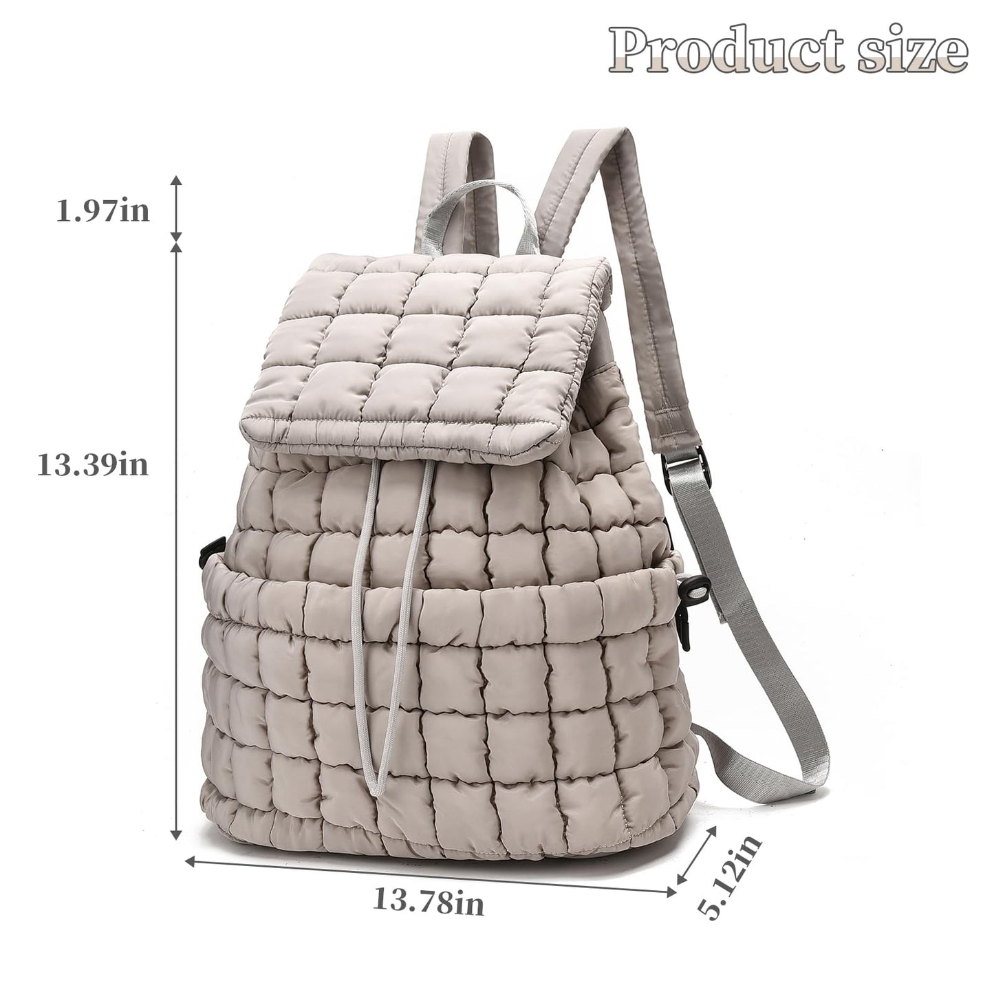 I IHAYNER Quilted Backpack Lightweight Puffer Backpack for Women Drawstring Padding Puffy Travel Daypacks Gym Bag for Ladies Black