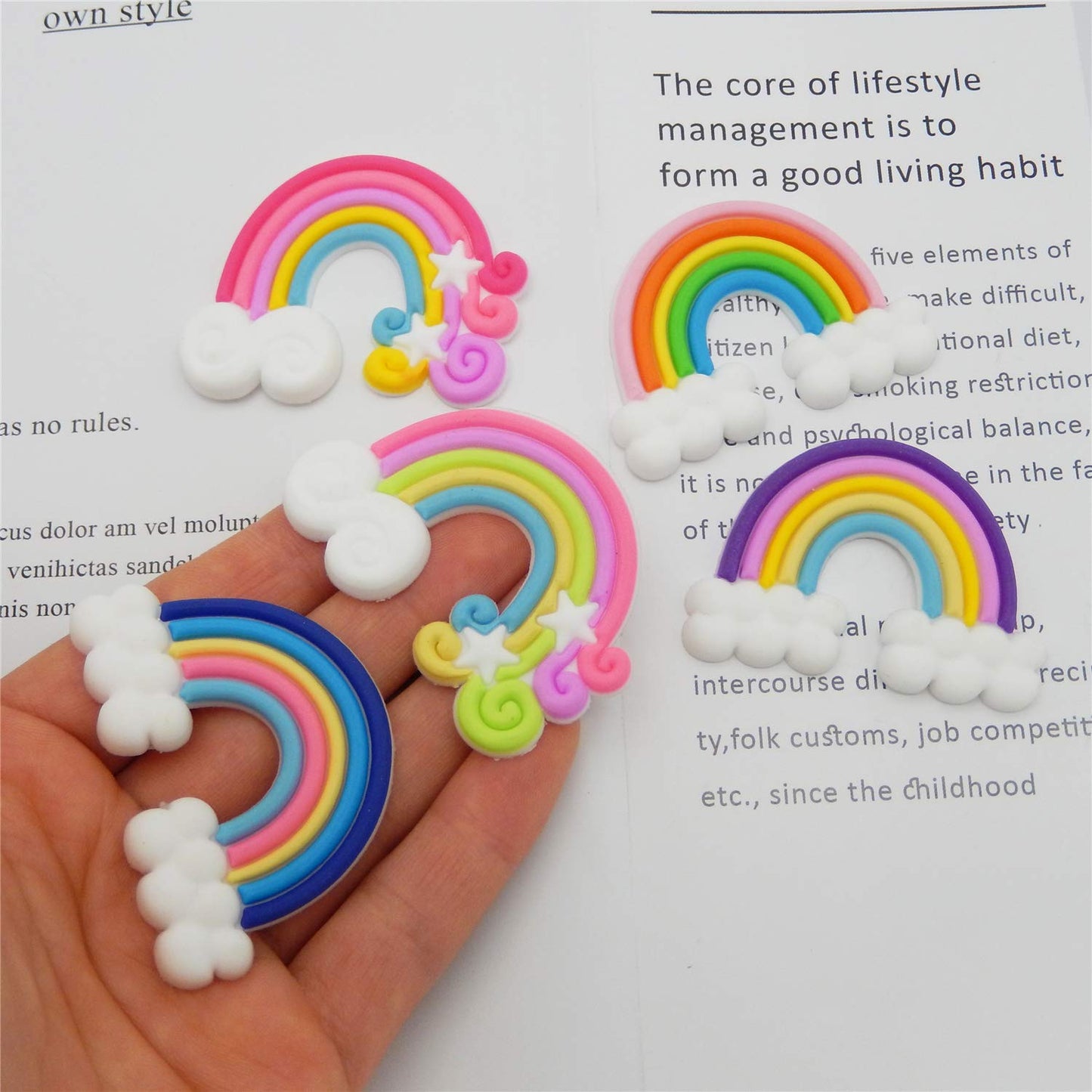 50pcs Assorted Cute Rainbow Slime Charms Clouds Ornaments Flat Back Charms for DIY Scrapbooking Crafts Accessories