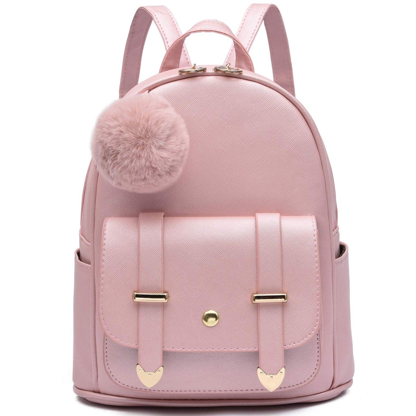 I IHAYNER Sac à dos tendance pour filles Mini sac à dos pour femmes Sacs à main pour adolescentes Sac à dos à pompon en cuir PU Sac à bandoulière