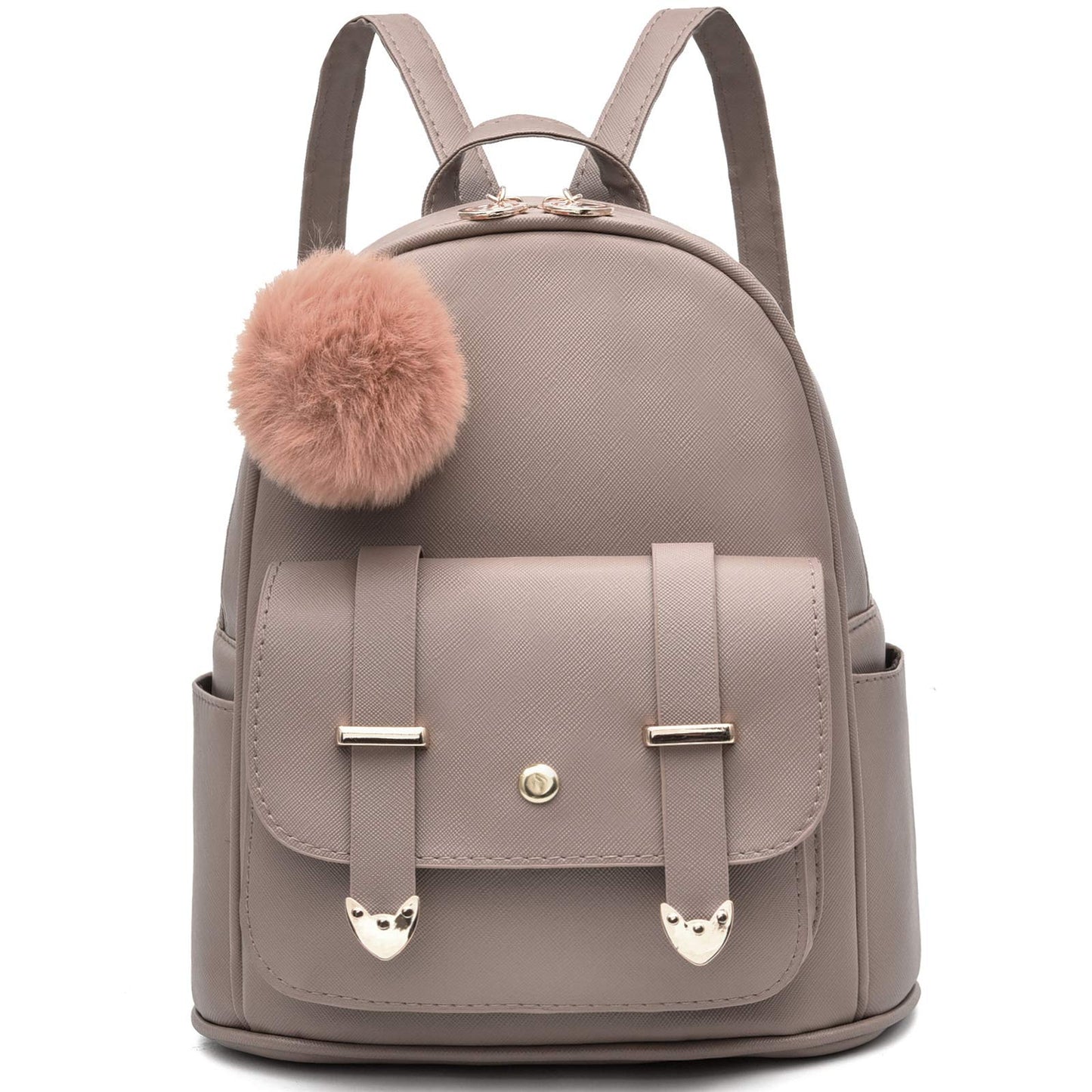 I IHAYNER Sac à dos tendance pour filles Mini sac à dos pour femmes Sacs à main pour adolescentes Sac à dos à pompon en cuir PU Sac à bandoulière