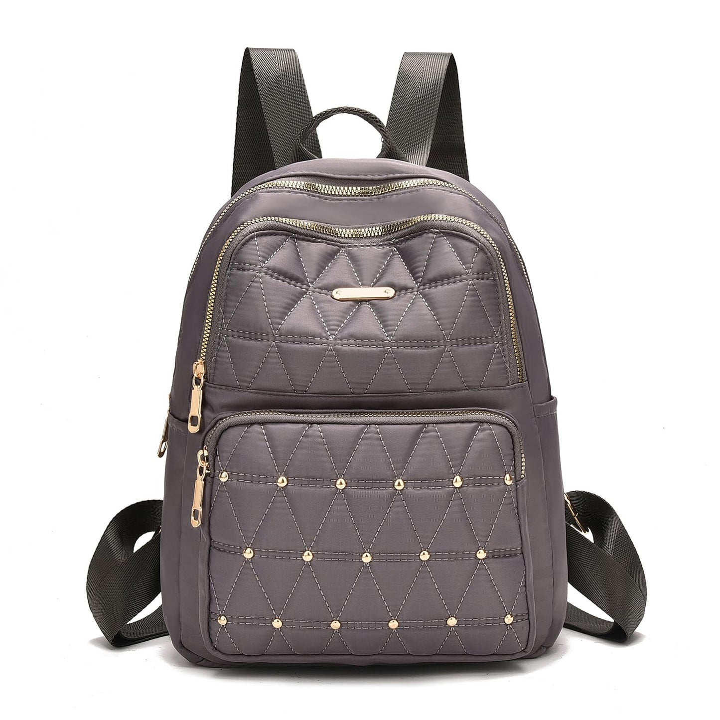 I IHAYNER Mini sac à dos pour femme en nylon Sac à main de voyage Sac à bandoulière pour l'université Travail Décontracté Sac à dos léger avec rivets pour femme Noir