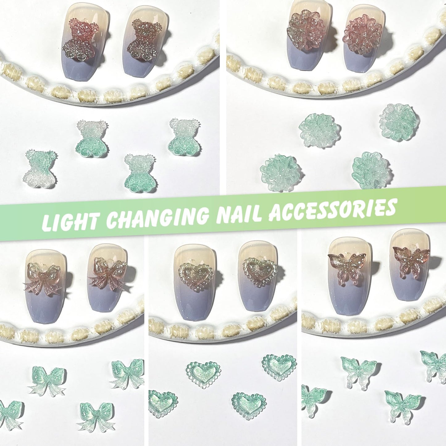 120Pcs Kawaii Slime Charms 3D Cute Mini Flatback Nail Gummy Bear Beads Bulk Resin Jewelry Making Candy Embellishments Supplies for Cell Phone Scrapbooking DIY Crafts