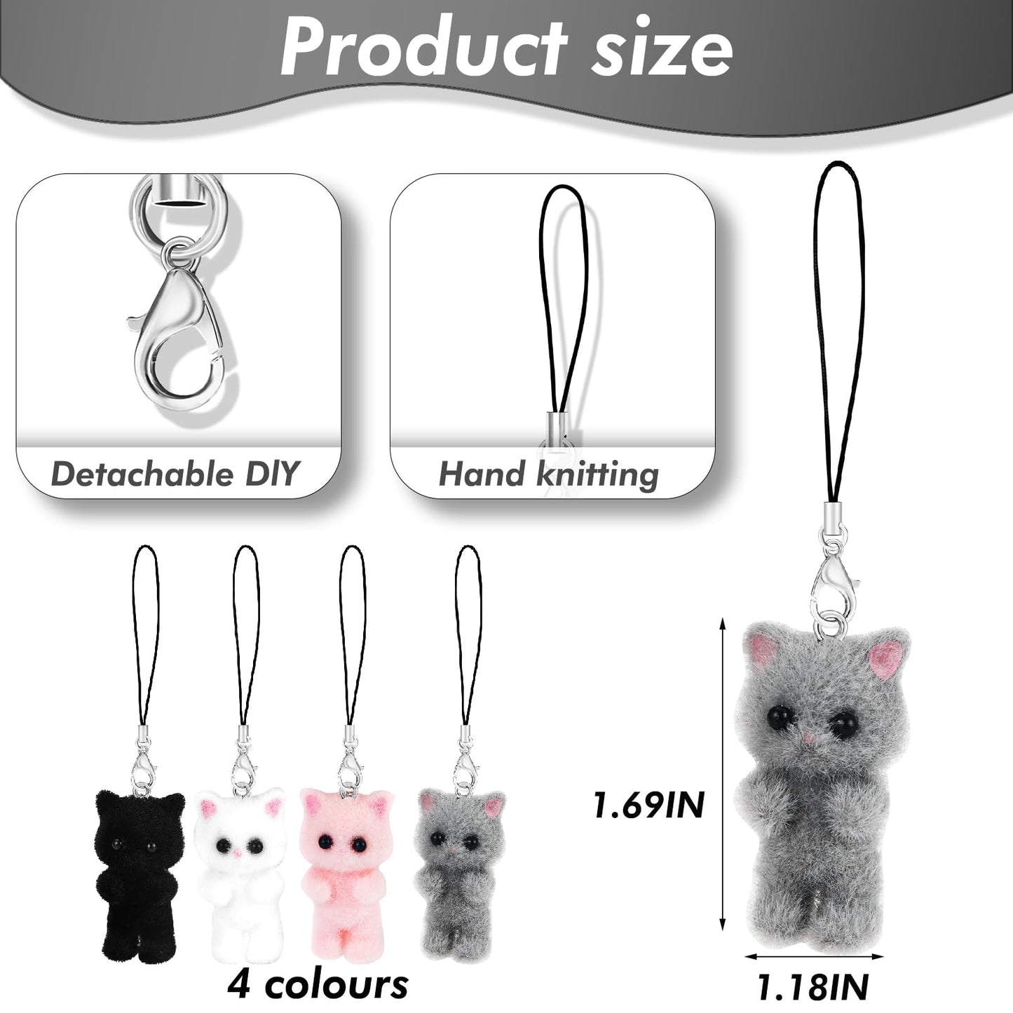 4Pcs Cute Phone Charms Y2K Pink Cell Phone Charms for Case Kawaii Car Phone Charm Kit Black Charms for Phone Blue Phone Keychain Charm Aesthetic Accessories for Phone Bag Airpods Camera Pendant