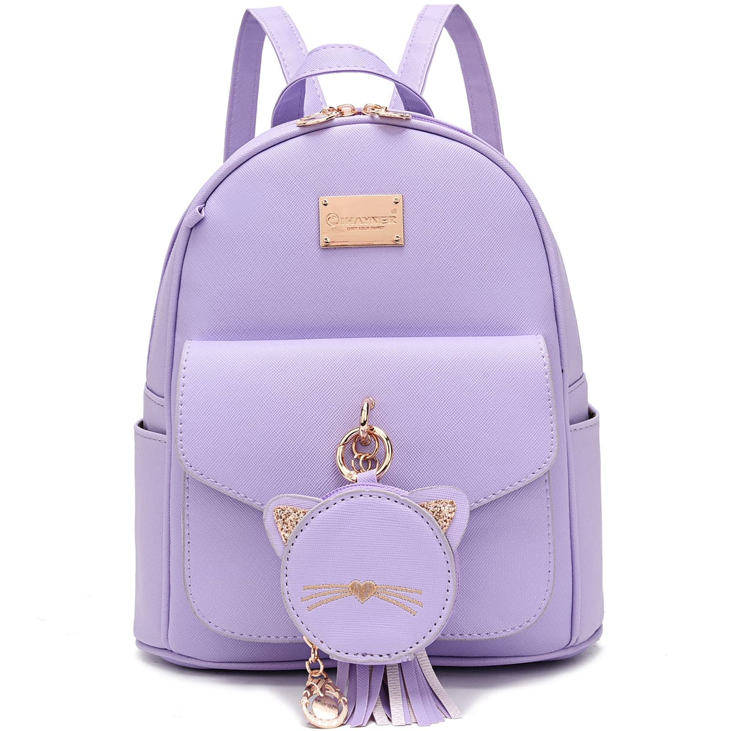 I IHAYNER Mini sac à dos pour filles Petit sac à dos pour adolescentes Femmes Mini sac à dos en cuir Sac à dos pour enfants avec sac à main Chaton 