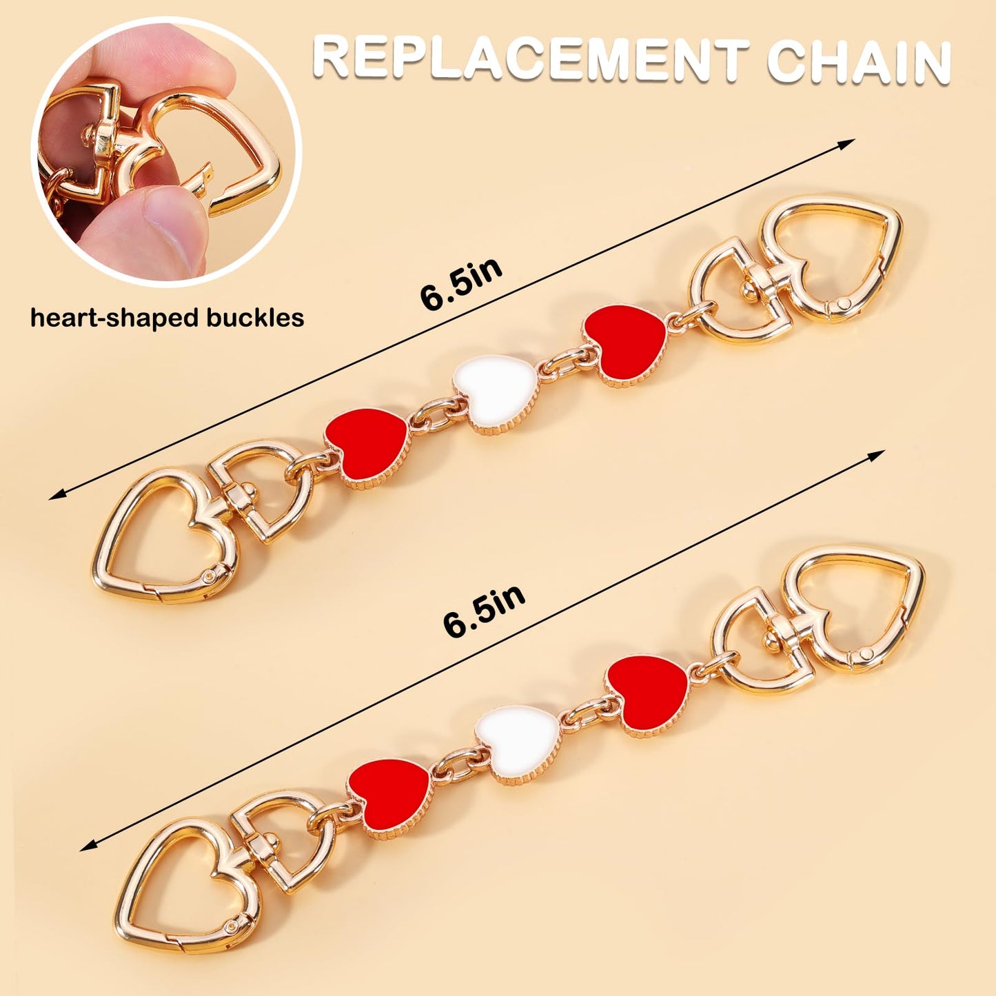 2Pcs Bag Extender Chain Heart Moon Purse Strap Extenders for Handbags Purse Extender Chain Gold Chain Purse Strap Replacement White Purse Accessories Bag Charms for Handbags Purse Making Supplies