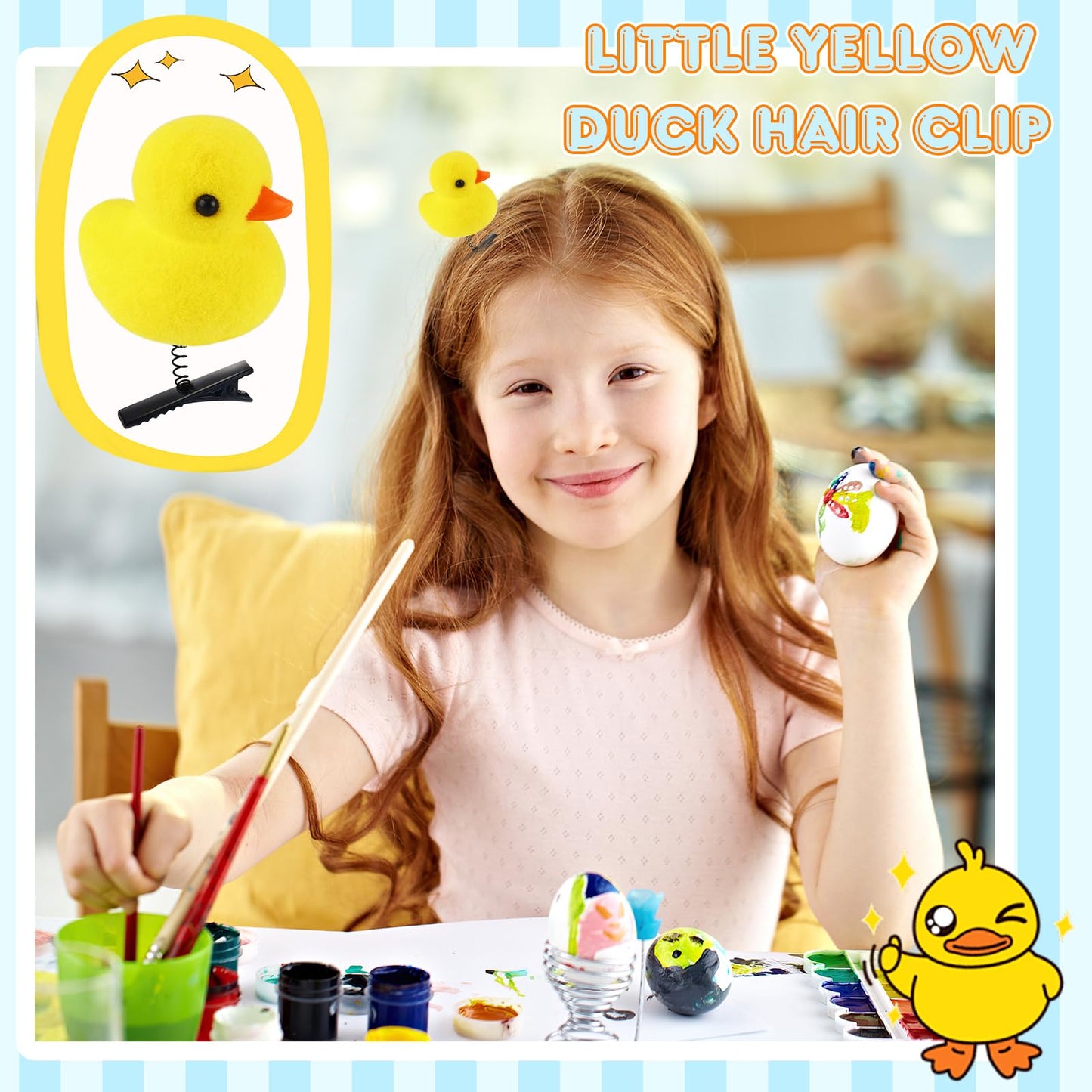 10pcs Yellow Duck Bow Hair Clips for Women Girls Toddler Pet Fun Mini Hairpins Set for Thin Thick Long Short Hair Barrettes Natural Metal Kawaii Kids Hair Accessories for School Home Party