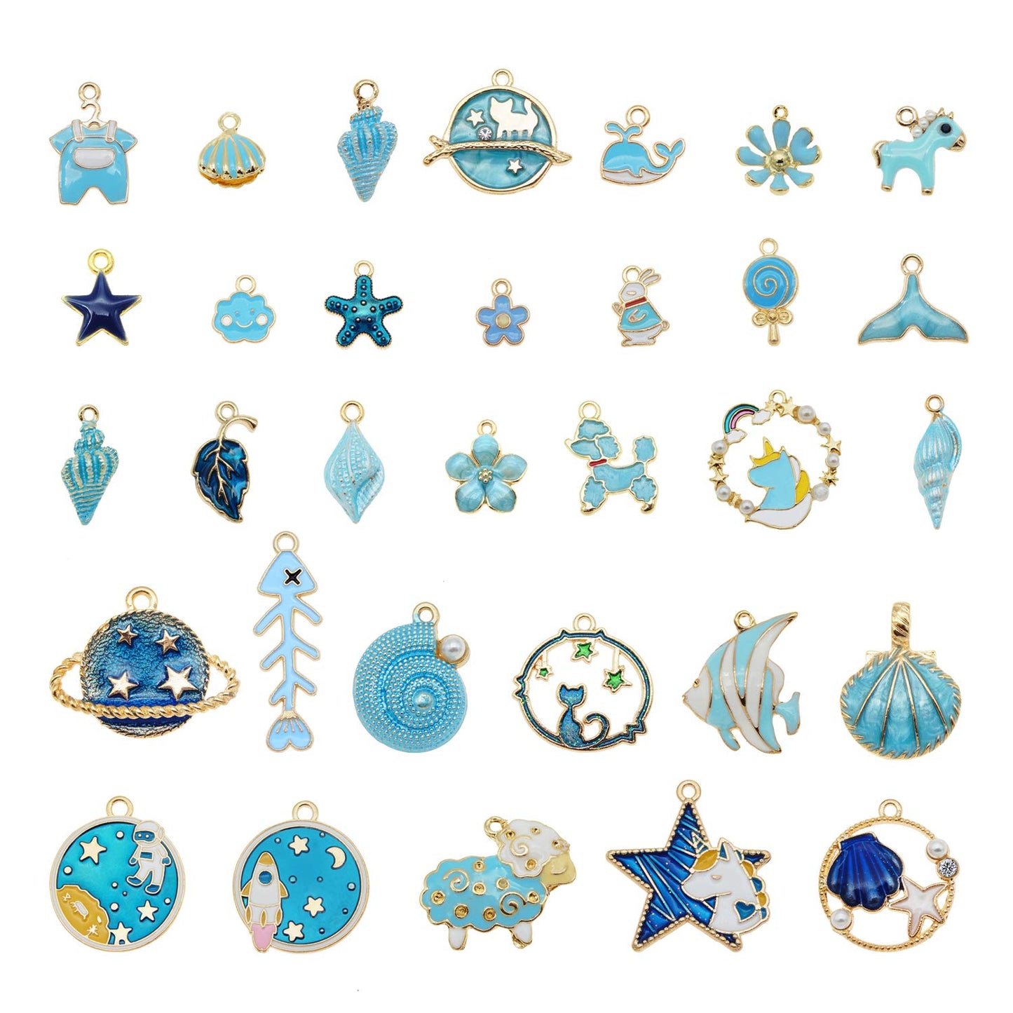 40Pcs Charms for Jewelry Making Assorted 40 Styles Gold-Plated Enamel Charms Earring Charms for DIY Necklace Bracelet Jewelry Making and Crafting