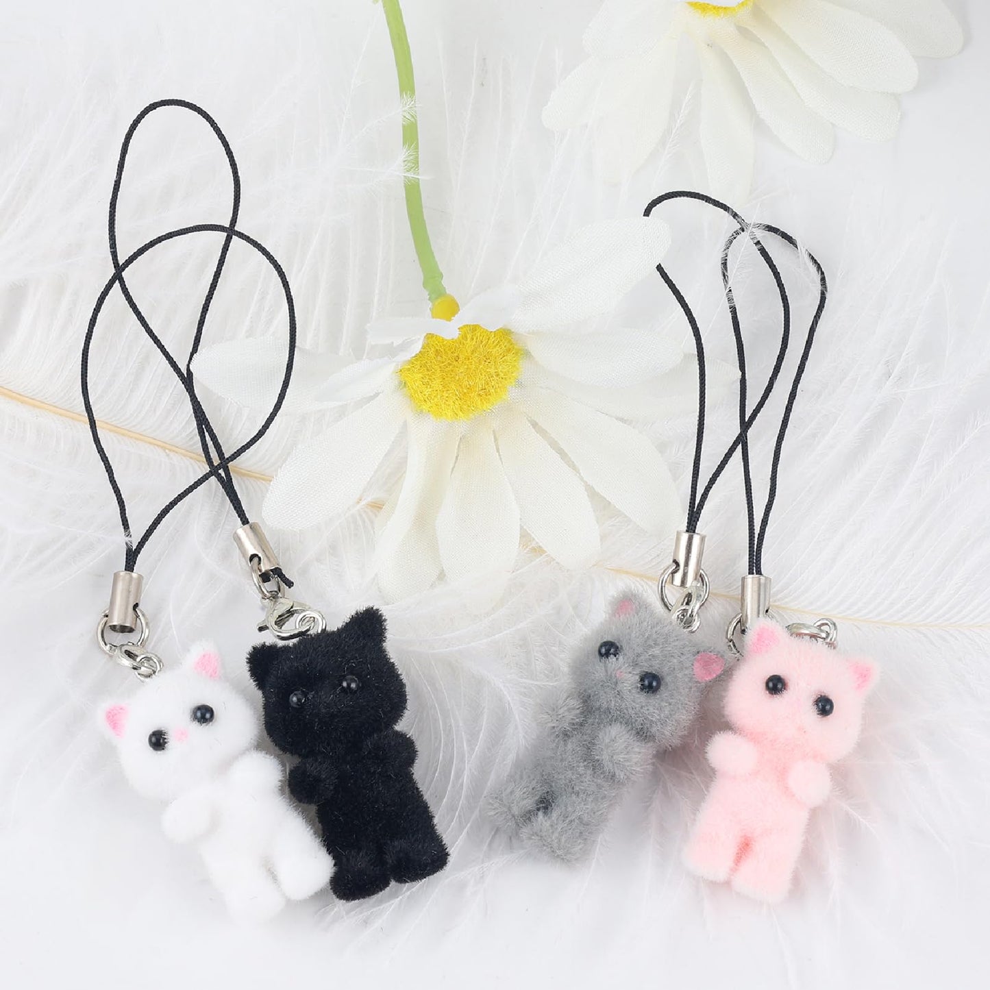 4Pcs Cute Phone Charms Y2K Pink Cell Phone Charms for Case Kawaii Car Phone Charm Kit Black Charms for Phone Blue Phone Keychain Charm Aesthetic Accessories for Phone Bag Airpods Camera Pendant