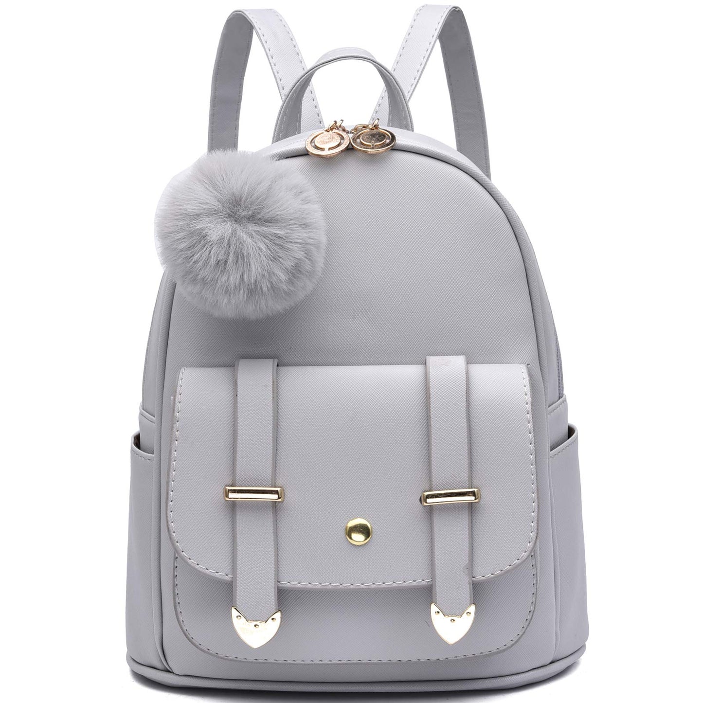 I IHAYNER Sac à dos tendance pour filles Mini sac à dos pour femmes Sacs à main pour adolescentes Sac à dos à pompon en cuir PU Sac à bandoulière