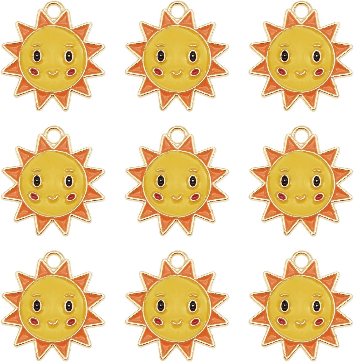 JJGQAZ Lot de 30 breloques en émail en forme de soleil souriant pour bracelet, pendentif, pour la fabrication de bijoux 