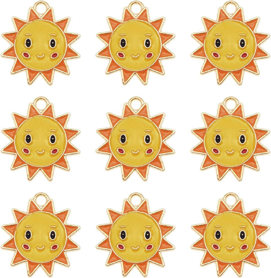 JJGQAZ 30 Pcs Enamel Smile Sun Charms Bracelet Pendant Charms for Jewelry Making