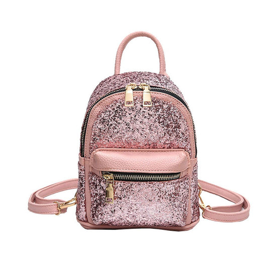 I IHAYNER Women Cute Sequin Mini Backpack Leather Purse Women Backpack Leather Cross Body Bag Pink