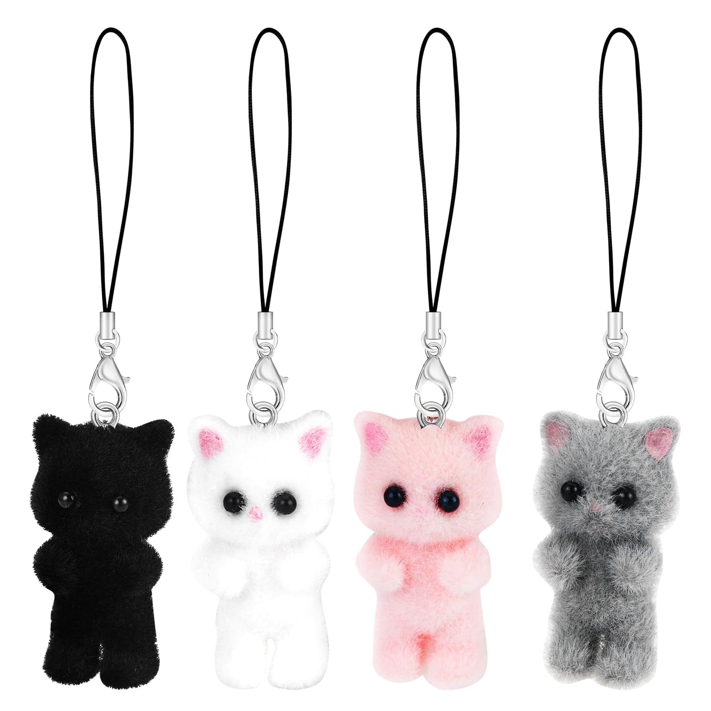 4Pcs Cute Phone Charms Y2K Pink Cell Phone Charms for Case Kawaii Car Phone Charm Kit Black Charms for Phone Blue Phone Keychain Charm Aesthetic Accessories for Phone Bag Airpods Camera Pendant