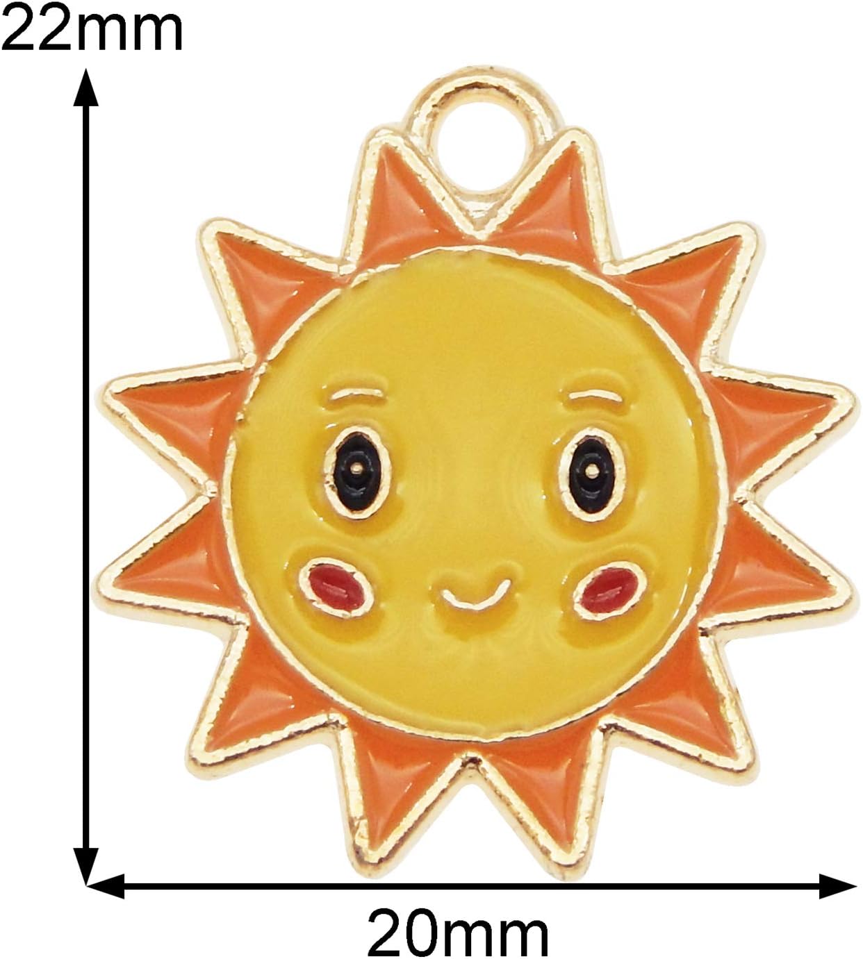 JJGQAZ Lot de 30 breloques en émail en forme de soleil souriant pour bracelet, pendentif, pour la fabrication de bijoux 